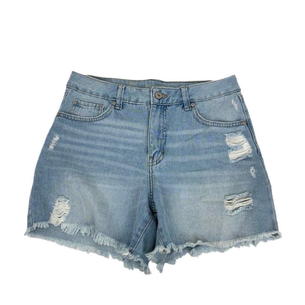 Sound Style Hope High Rise Light Wash Distressed Fringe Hem Jean Shorts Size 6